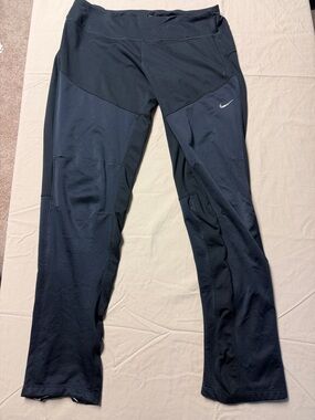 Nike Black Dri Fit Performance Leggings with Reflective Swoosh